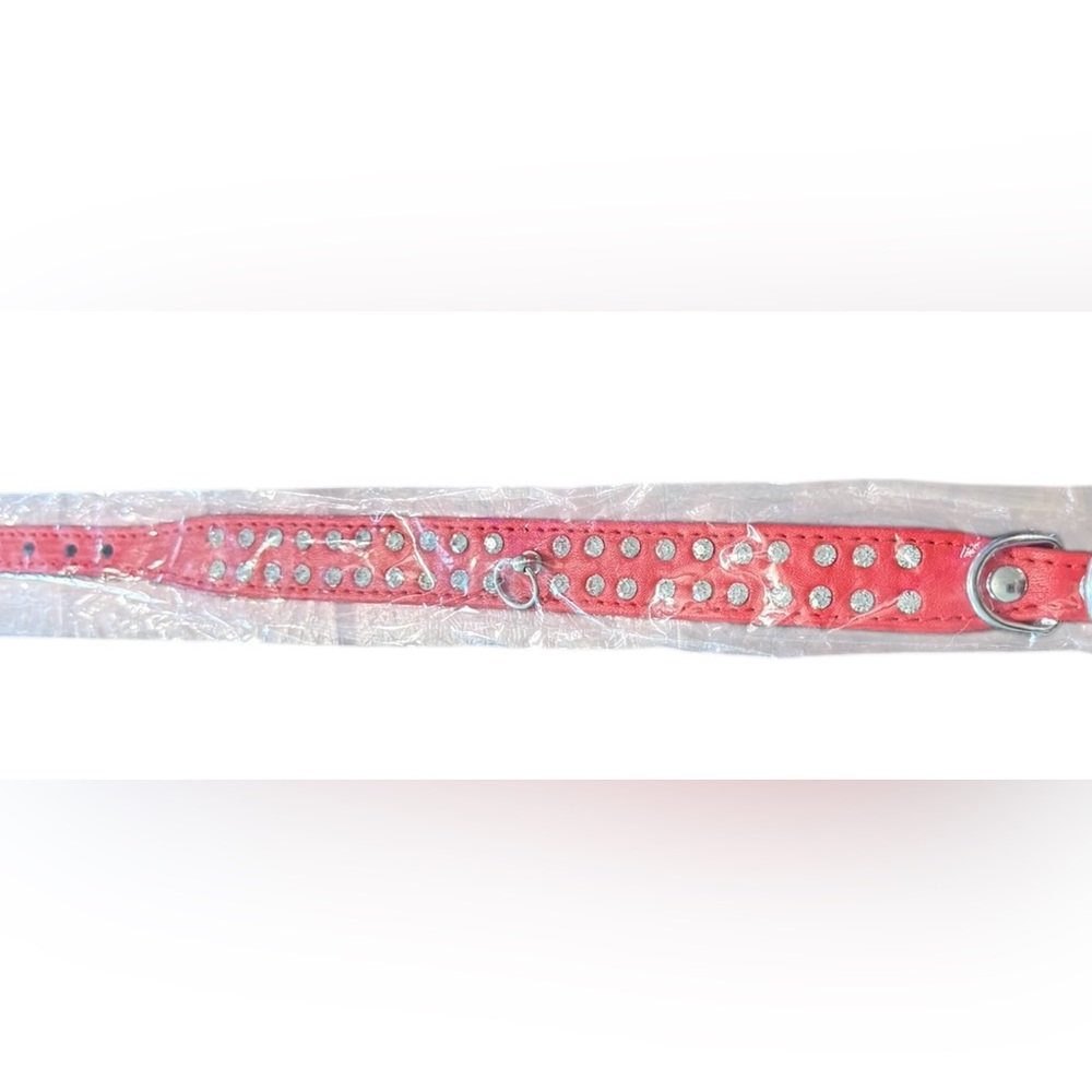 NWT sz M red studded dog collar